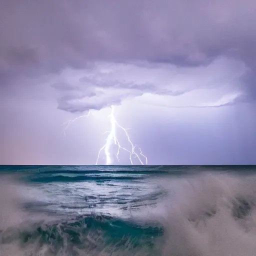 Image similar to dramatic lightning, photo 1 5 mm, wide, flower in the sea