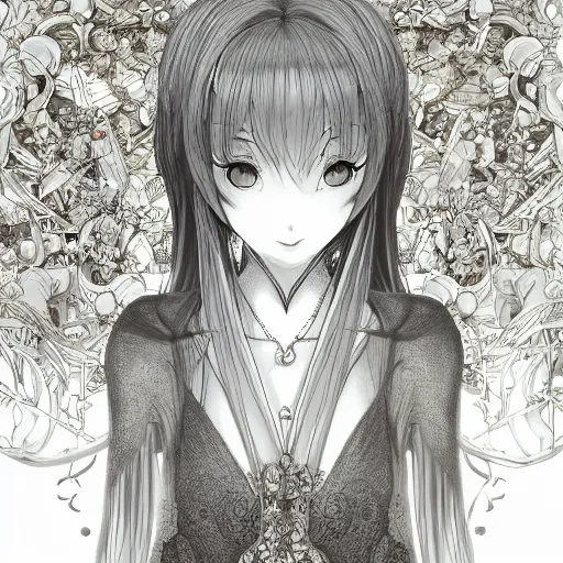 Image similar to the portrait of an absurdly beautiful, graceful, elegant, and sophisticated anime girl made of garlic bulbs, an ultrafine detailed illustration by james jean, intricate linework, bright colors, final fantasy, behance contest winner, vanitas, angular, altermodern, unreal engine 5 highly rendered, global illumination, radiant light, detailed and intricate environment