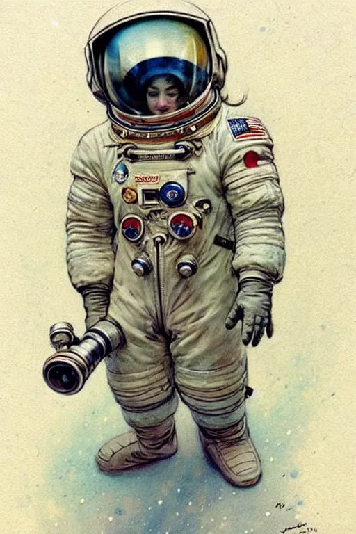 Prompt: (((((1950s cosmonaut. muted colors.))))) by Jean-Baptiste Monge !!!!!!!!!!!!!!!!!!!!!!!!!!!