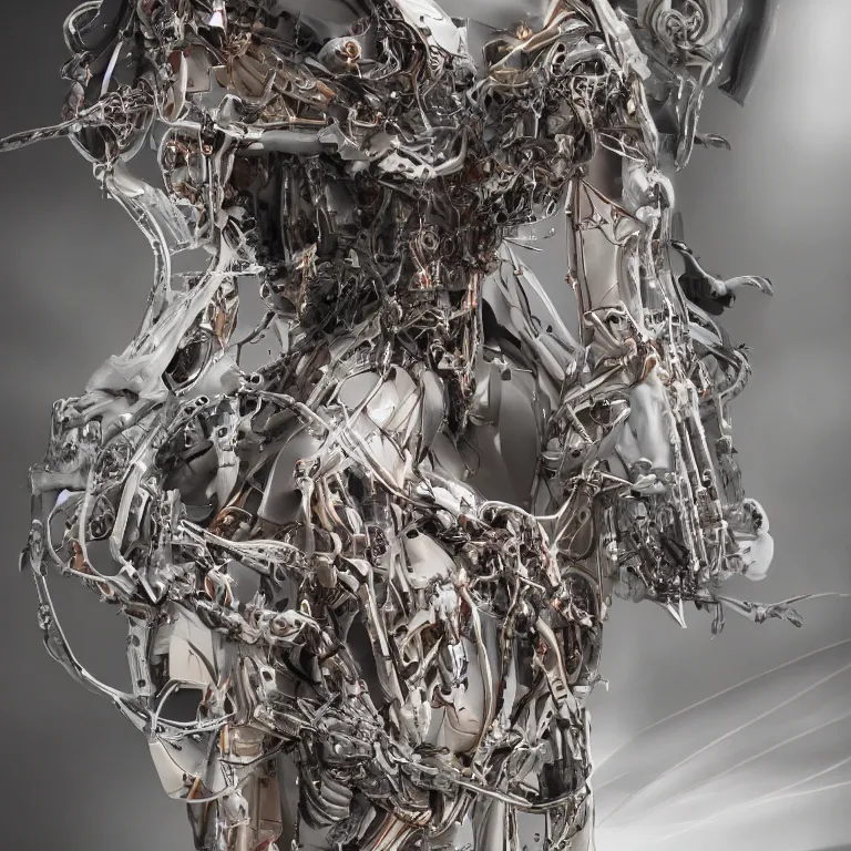 Prompt: a beautiful biomechanical robot woman, with artificial nerves and bones and muscles, machines buidling machines using machines, cyberpunk in the style of westworld by annie leibowitz, golden hour, photography, portrait, dslr, closeup - view, angelic, soft lighting, insanely detailed and intricate, hypermaximalist, elegant, ornate, hyper realistic, super detailed