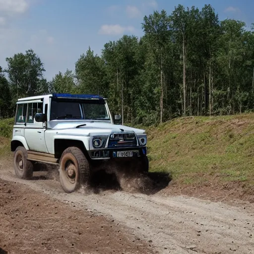 Image similar to promotional photo of fso warszawa driving off road