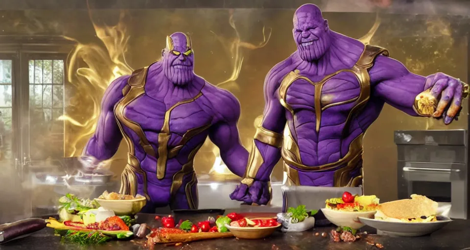 Image similar to thanos morning cooking show