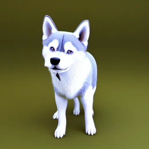 Image similar to 3d render of a cute husky dog, digital art, unreal engine 5