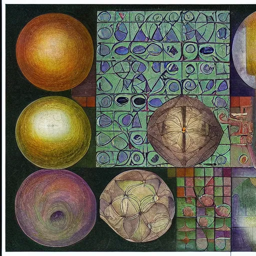 Prompt: complex mathematical equations inspired by bosch, botticelli, vasarely, klee. mathematical paradise, detailed beautiful animals, esoteric equation heaven, detailed beautiful plants, 3 d platonic solids, elegant intricate diagrams, beautiful equations, oil paint, pen and ink, color, hyperrealistic, on loan from louvre, masterpiece