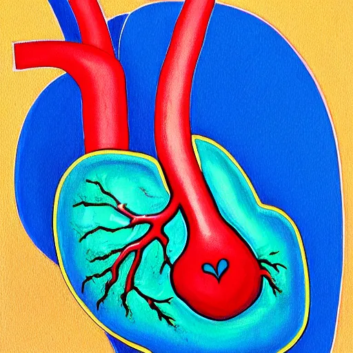 Image similar to painting of anatomically correct heart, anatomic!!, real heart!