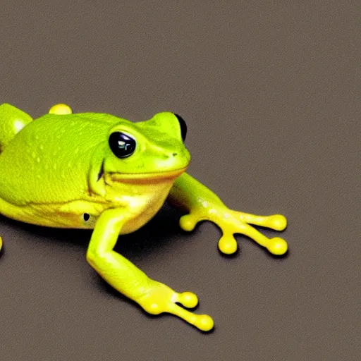 Prompt: a yellow frog