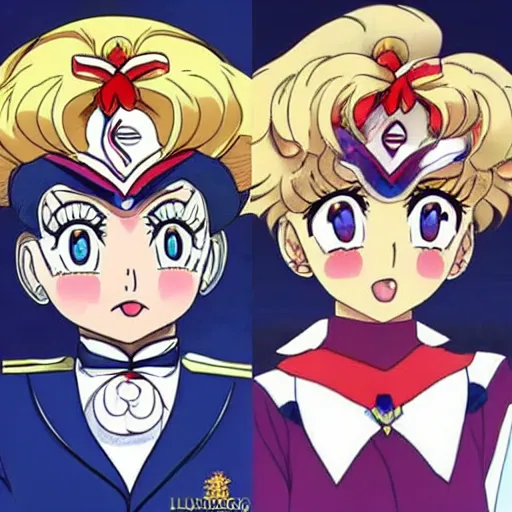 Image similar to lukashenko in style of sailor moon, anime, perfect faces, fine details