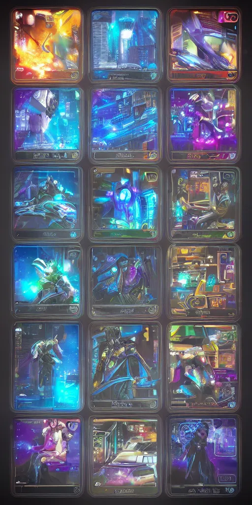 Image similar to cyberpunk card display, futuristic mage, holo card, random style