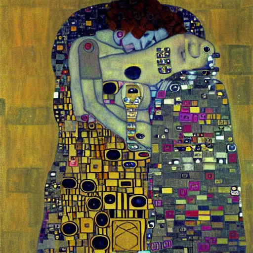 Prompt: cute robot by gustav klimt