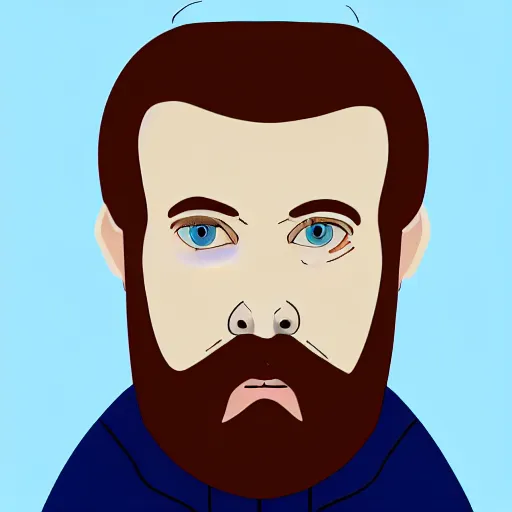 Image similar to A british man, with short blond hair and a very short blond beard wearing a corduroy jacket and turtleneck , blue eyes, pale skin, English heritage, digital art, cartoon, mid-shot, 8k