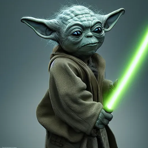 Prompt: yoda ready to fight, au naturel, hyper detailed, digital art, trending in artstation, cinematic lighting, studio quality, smooth render, unreal engine 5 rendered, octane rendered, art style by klimt and nixeu and ian sprigger and wlop and krenz cushart
