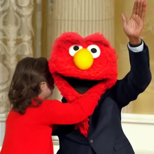 Image similar to obama meets elmo