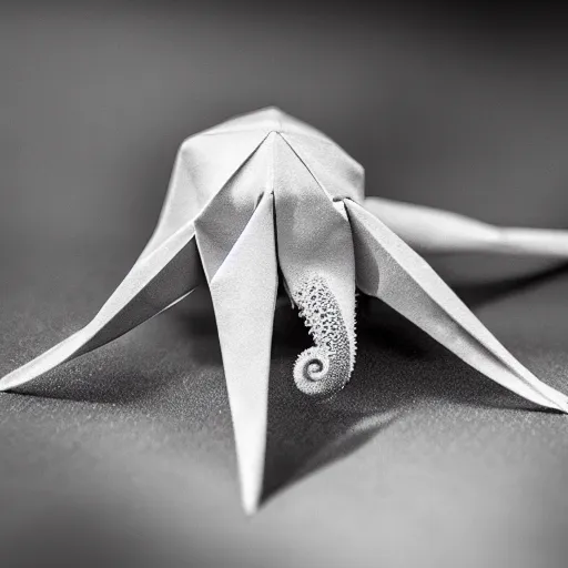 Image similar to an origami octopus, macro photography, ambient light