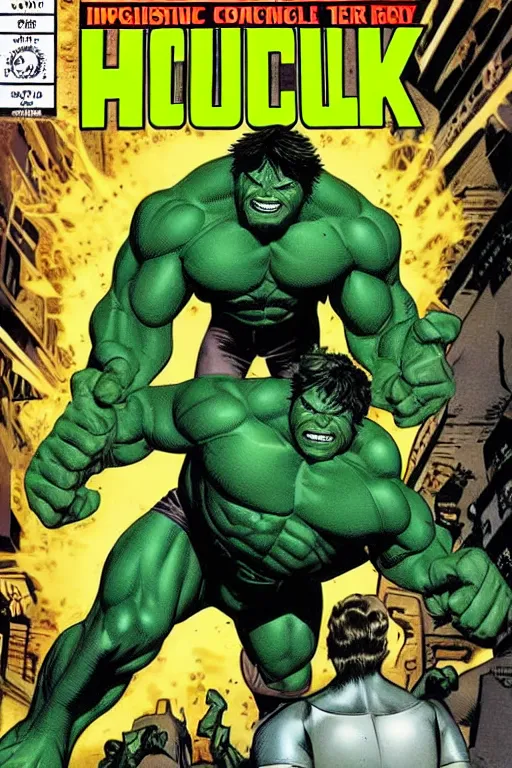 Image similar to incredible hulk comic book front cover,