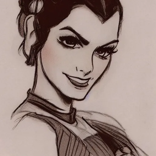 Image similar to milt kahl sketch of victoria justice as princess padme from star wars episode 3