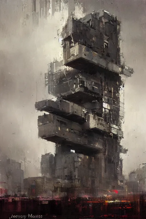 Prompt: Brutalist Arcology, painted by Jeremy Mann.