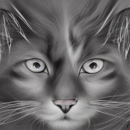 Prompt: Cat line drawn with butterfly wings, hyperdetailed, artstation, cgsociety, 8k