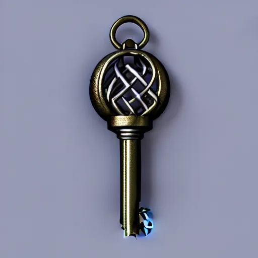 Prompt: a metal key for the cage, 3d game object , has shape of the dragon, no background, rpg game inventory item, low poly