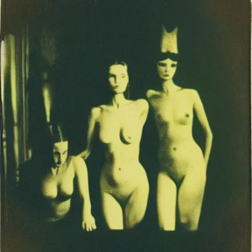 Prompt: vogue giallo photoshoot by annie liebovitz, fritz lang, and beksinski, cursed polaroid, 3 5 mm