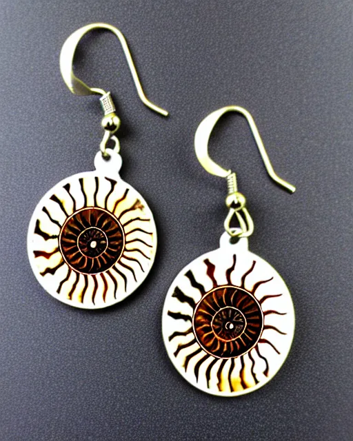 Image similar to ammonite fossil, 2 d lasercut earrings,