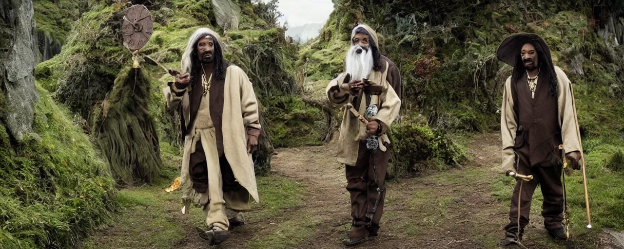 Image similar to snoop dogg as hobbit in the shire