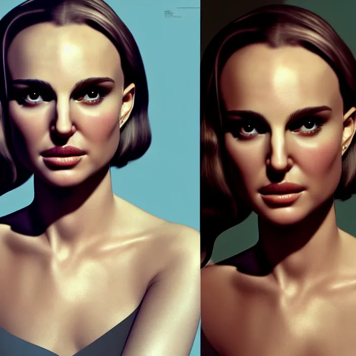 Prompt: a portrait of natalie portman by salvador dali, highly detailed, 3 d render, vray, octane, realistic lighting, photorealistic