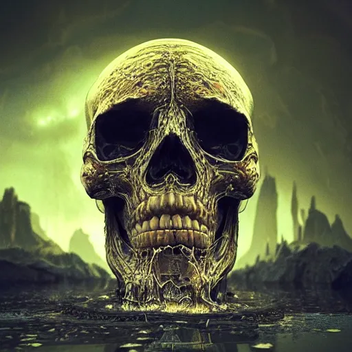 Image similar to portrait_of_a_melting_skull._intricate_abstract._intricate_artwork._by_Tooth_Wu_wlop_beeple_dan_mumford._octane_render_trending_on_artstat