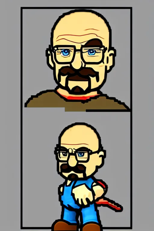 Image similar to walter white, in the style of super mario, highly detailed,