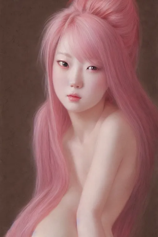 Prompt: photograph of a beautiful pastel pink haired japanese girl exquisite detail, hyper realism, ornate, voluptuous, exquisite detail, masterpiece, cute face, 4k, art by Donato Giancola and Bayard Wu and WLOP and Artgerm, makeup