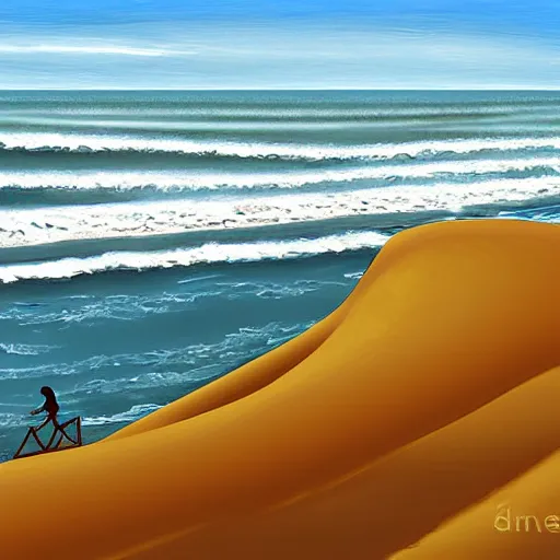 Image similar to sandboarding sandhills and seascape hokianga digital art