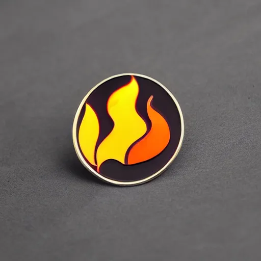 Prompt: a photo of a retro 1 9 6 0 s minimalistic clean fire flames enamel pin, studio lighting, behance