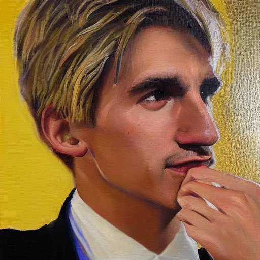 Prompt: xQc gambling , oil painting