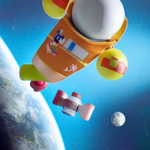 Prompt: Fumo toys flying on Earth orbit