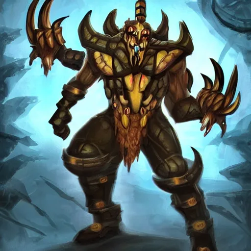 Image similar to humanised scorpion as a world of warcraft boss