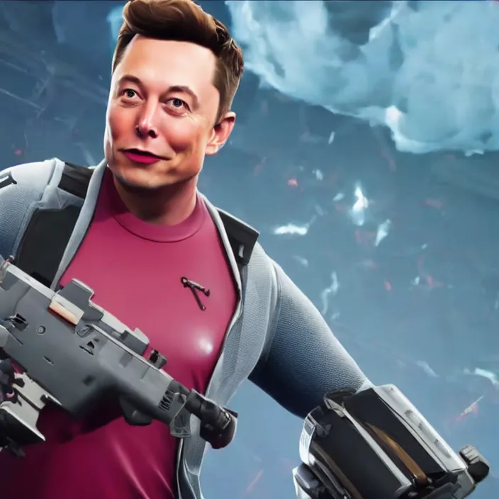 Image similar to CGI film render a Elon musk as a Fortnite character, cinematic, detailed