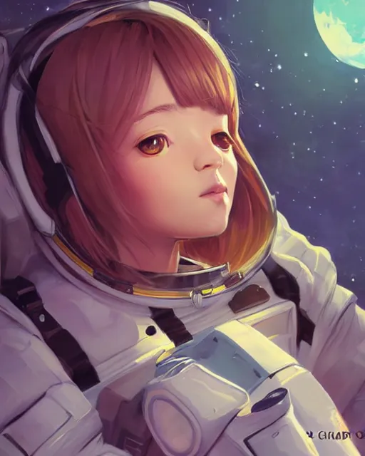 Prompt: portrait Anime astronaut girl cute-fine-face, pretty face, realistic shaded Perfect face, fine details. Anime. realistic shaded lighting by Ilya Kuvshinov Giuseppe Dangelico Pino and Michael Garmash and Rob Rey, IAMAG premiere