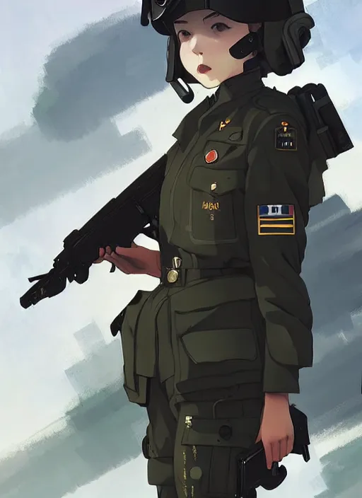 Prompt: portrait of cute soldier girl, black sky background urban landscape illustration concept art anime key visual trending pixiv fanbox by wlop and greg rutkowski and makoto shinkai and studio ghibli and kyoto animation soldier clothing military gear realistic anatomy mechanized police dog