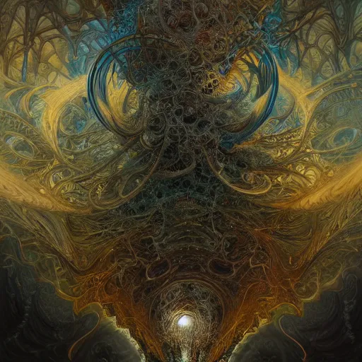 Image similar to low angle shot of a fractal explosion by clive barker, intricate, elegant, highly detailed, centered, digital painting, artstation, concept art, smooth, sharp focus, illustration, artgerm, Tomasz Alen Kopera, Peter Mohrbacher donato giancola, Joseph Christian Leyendecker, WLOP, Boris Vallejo.