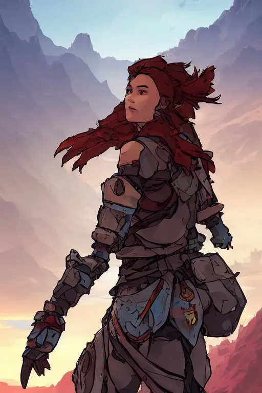 Image similar to combination suit armor aloy horizon forbidden west horizon zero dawn robot ninja mask helmet backpack tribal, art gta 5 comics, official fanart behance hd artstation by jesper ejsing, by rhads, makoto shinkai and lois van baarle, ilya kuvshinov, ossdraws radiating a glowing aura cgi rtx 2 0 2 2