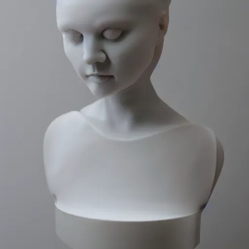Image similar to female porcelain sculpture by daniel arsham and raoul marks, smooth, all white features on a white background