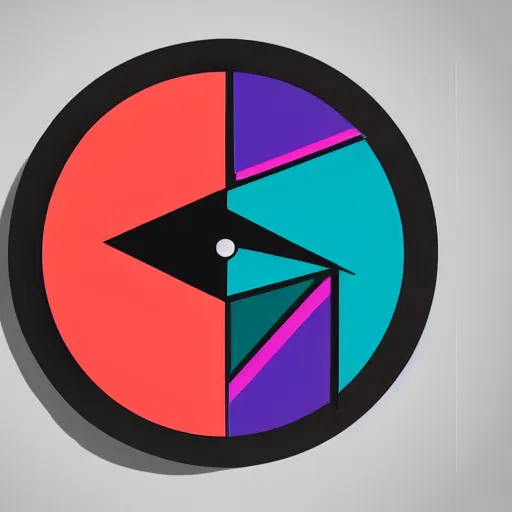 Prompt: geometric, vinyl record, logo, bold text