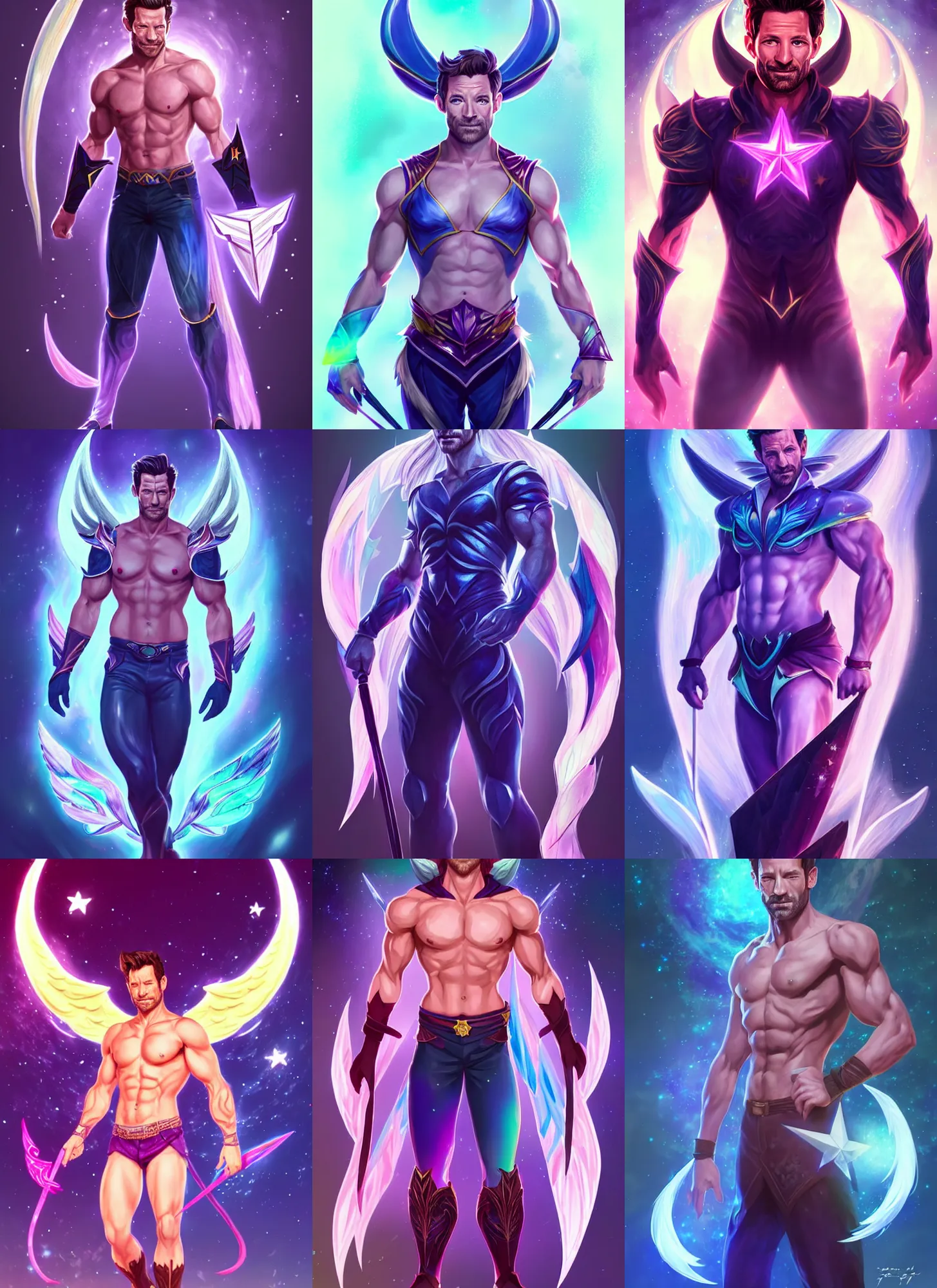 Prompt: full body portrait of ian bohen as a magical star guardian. detailed face, concept art, intricate, highly detailed 8 k, smooth, sharp focus, handsome and aesthetic shape of face and body, artgerm, artstation, art by zexi guo and nira and junpei suzuki and gharliera and rinotuna