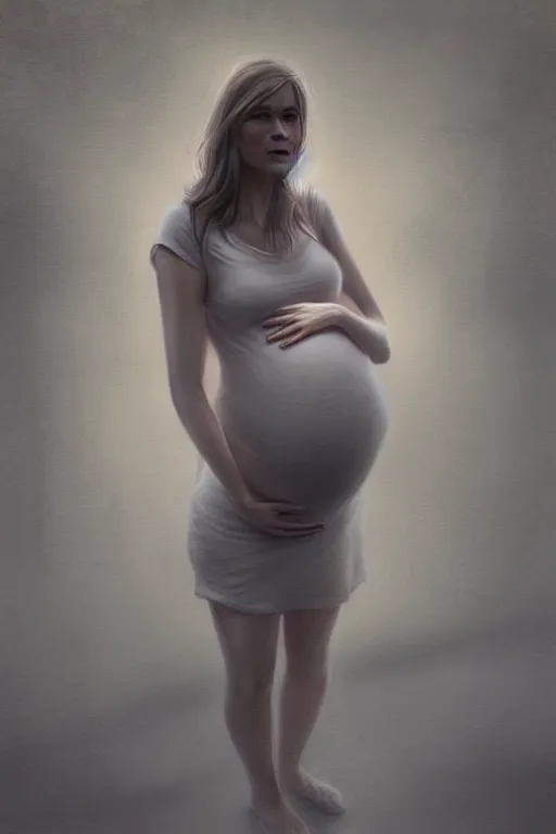 Image similar to pregnant woman under street light, highly detailed, sharp focused, ultra realistic digital concept art by Alyssa Monks, Charlie Bowater