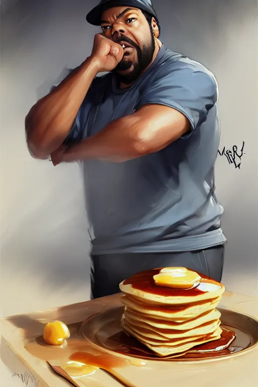 Image similar to ice cube cooking pancakes animation pixar style, by magali villeneuve, artgerm, jeremy lipkin and michael garmash, rob rey and kentaro miura style, golden ratio, trending on art station