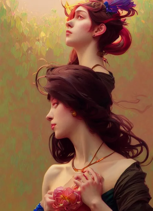 Prompt: portrait of an egirl, colorful, elegant, highly detailed, digital painting, artstation, concept art, smooth, sharp focus, illustration, art by artgerm and greg rutkowski and alphonse mucha