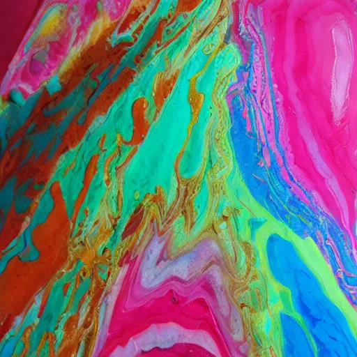 Prompt: acrylic paint pour, eye-catching, watercolor, marbling, very detailed, 8k 4k :1 Pink and cyan:1