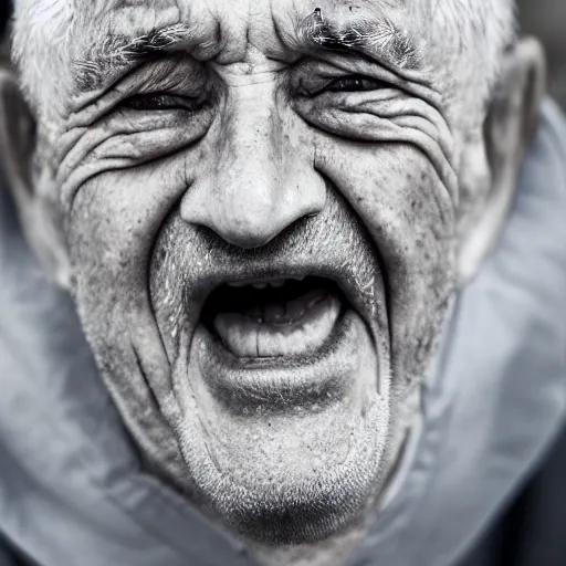 Image similar to portrait of an elderly man screaming at a cloud, ☁, canon eos r 3, f / 1. 4, iso 2 0 0, 1 / 1 6 0 s, 8 k, raw, unedited, symmetrical balance, wide angle