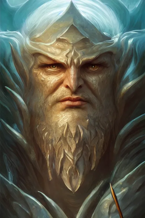 Image similar to lord of sea elf, god of the underworld, highly detailed, d & d, fantasy, highly detailed, digital painting, trending on artstation, concept art, sharp focus, illustration, global illumination, ray tracing, realistic shaded, art by artgerm and greg rutkowski and fuji choko and viktoria gavrilenko and hoang lap, sunny