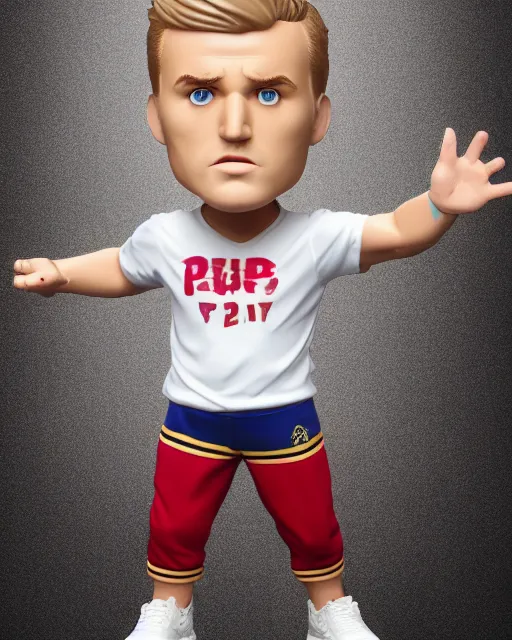 Image similar to !dream full body 3d render of Jake Paul II as a funko pop, studio lighting, white background, blender, trending on artstation, 8k, highly detailed