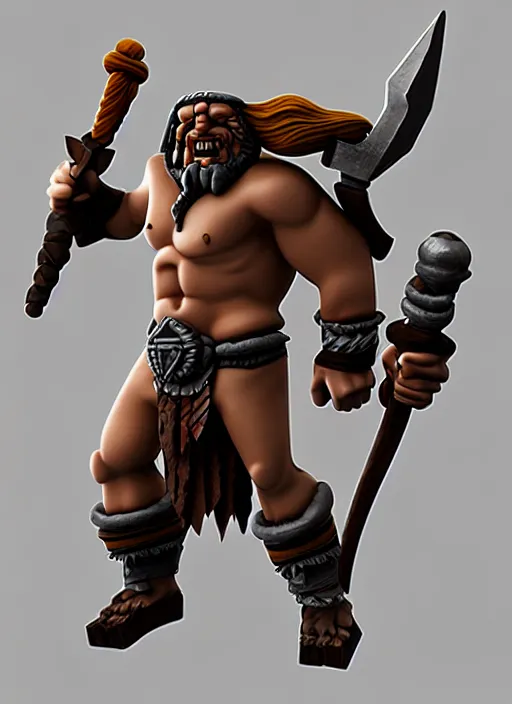 Prompt: barbarian, stylized stl fantasy miniature, 3 d render, activision blizzard style, michael vicente